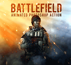 极品PS动作－战场英雄(GIF动画/含高清视频教程)：Battlefield Animated Photoshop Actio